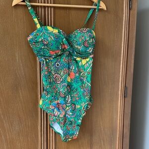 Boden Floral Green One-Piece Swimsuit